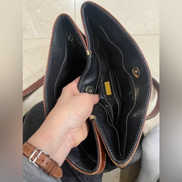 AUTHENTIC Vintage Bally Bag Brown and Black Leather with gold hardware - Picture 7 of 7